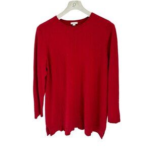 J. Jill Cashmere Red Pullover Tunic Crewneck Sweater Size Large